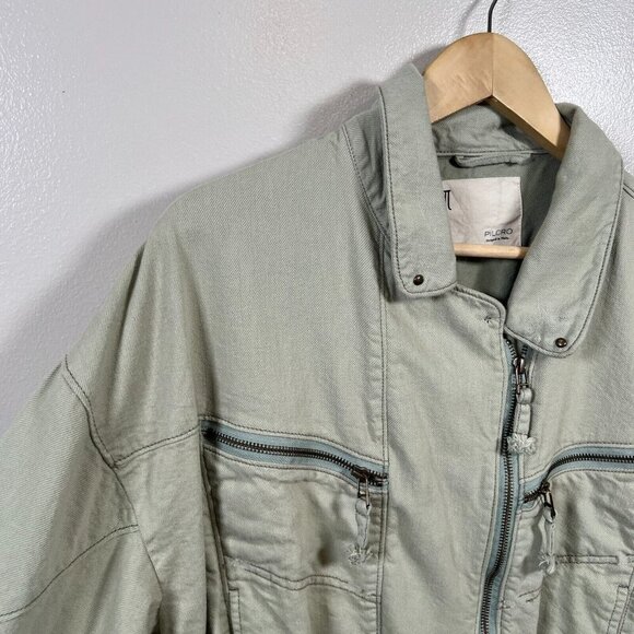 Anthropologie Pilcro Tidal Moto Utility Jacket Size XL Green Cropped Field - Picture 5 of 11